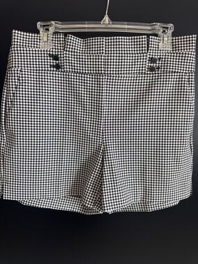 White House Black Market Black & White Gingham High-Waist Shorts